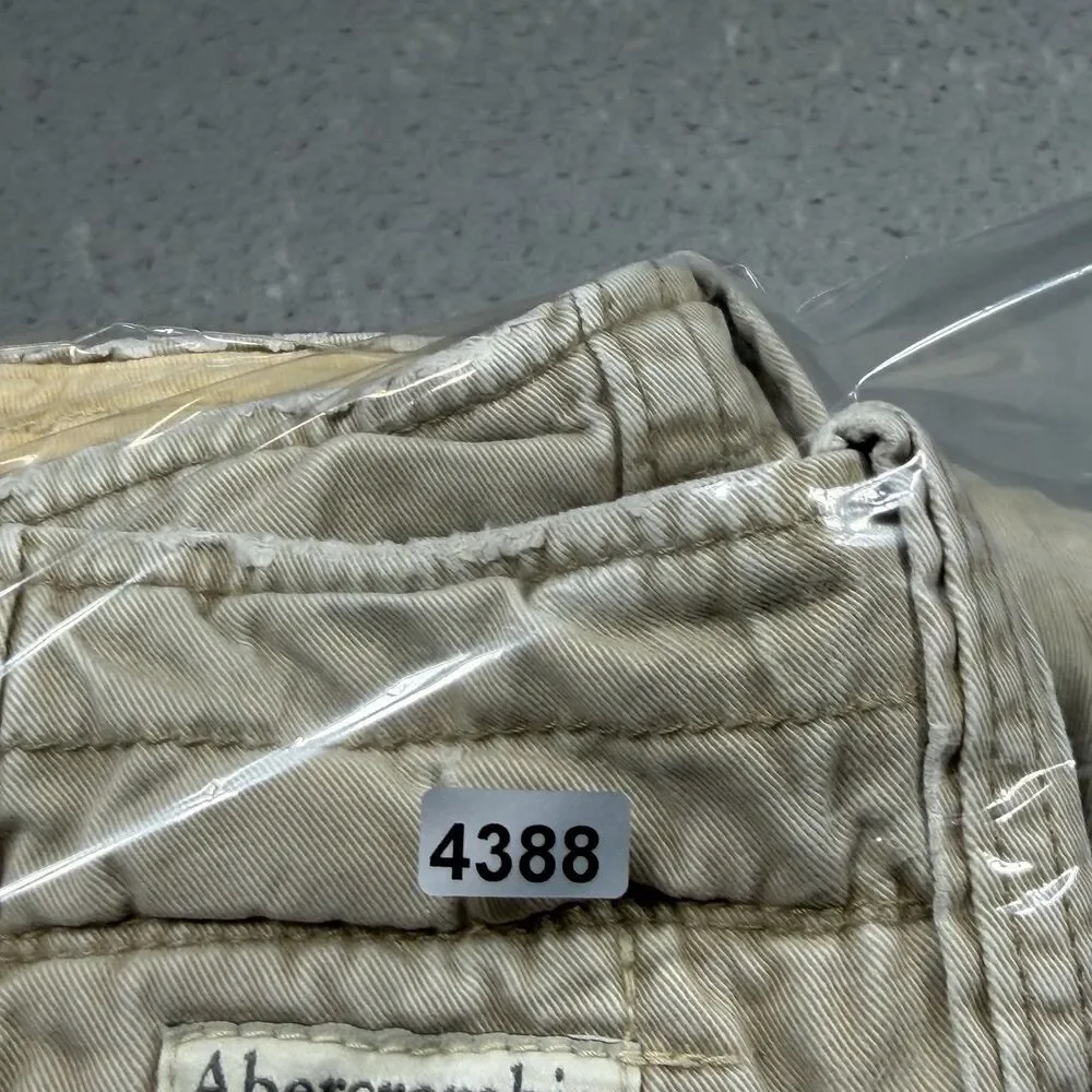 Abercrombie & Fitch Men’s Shorts 36 Khaki Button Fly Distressed Heavy Cargo
